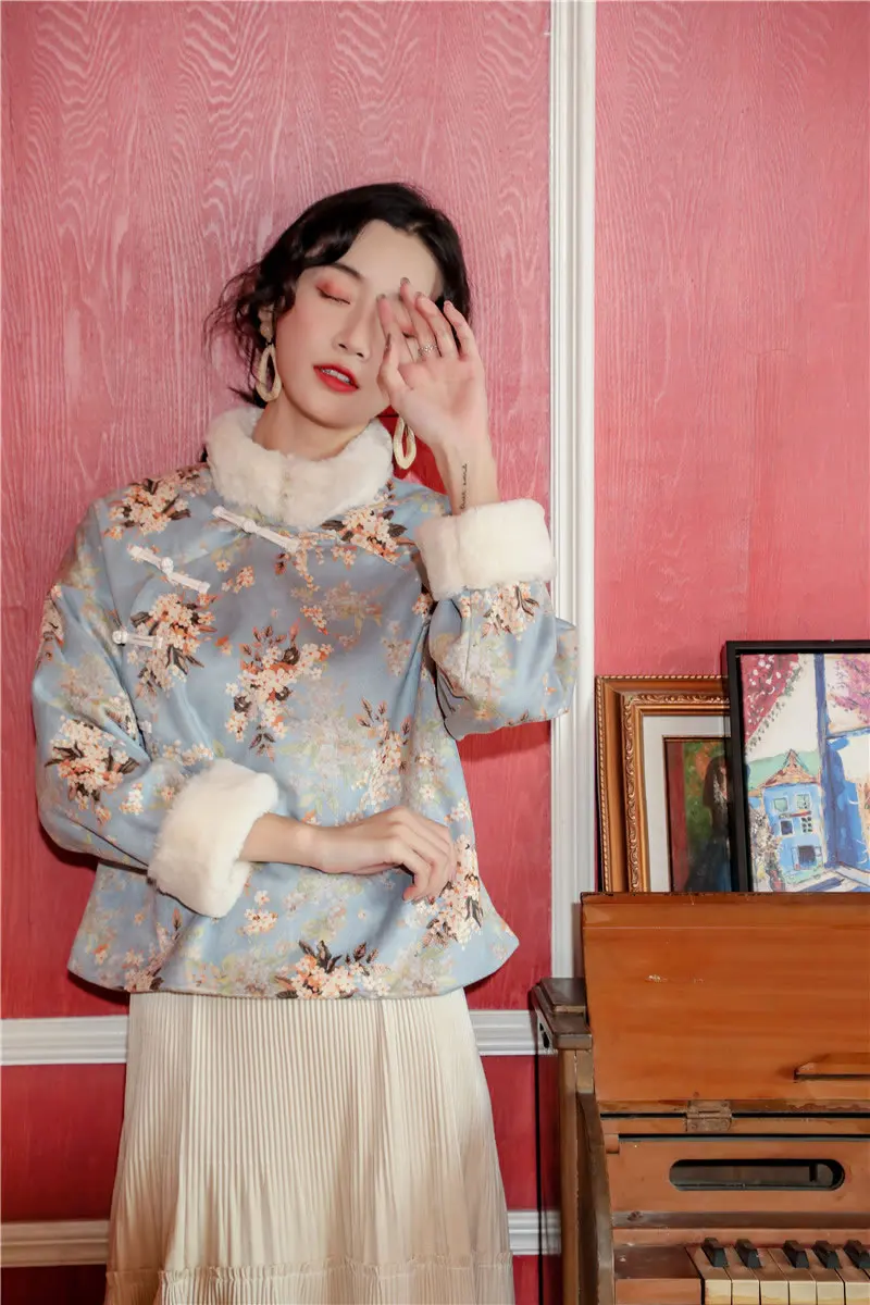 XITAO китайский стиль Cheongsam Hanfu Топ женский винтажный элегантный костюм Tang плюс бархатный сохраняющий тепло Осенняя зимняя одежда для женщин XJ2765