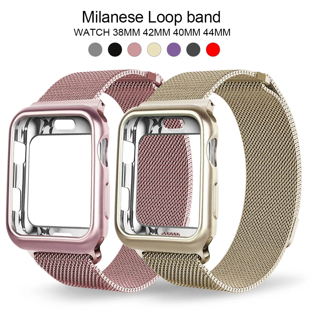 Milanese Loop Case watch strap Apply to Apple Watch 4 40MM 44MM iwatch band 38MM 42MM 2