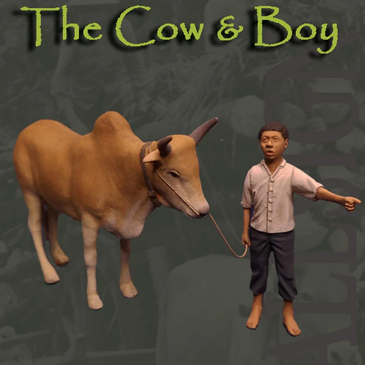 1/35 Resin Model kit figure GK The Cow & Boy Vietnam War Civilian Series Unassembled and unpainted | Игрушки и хобби