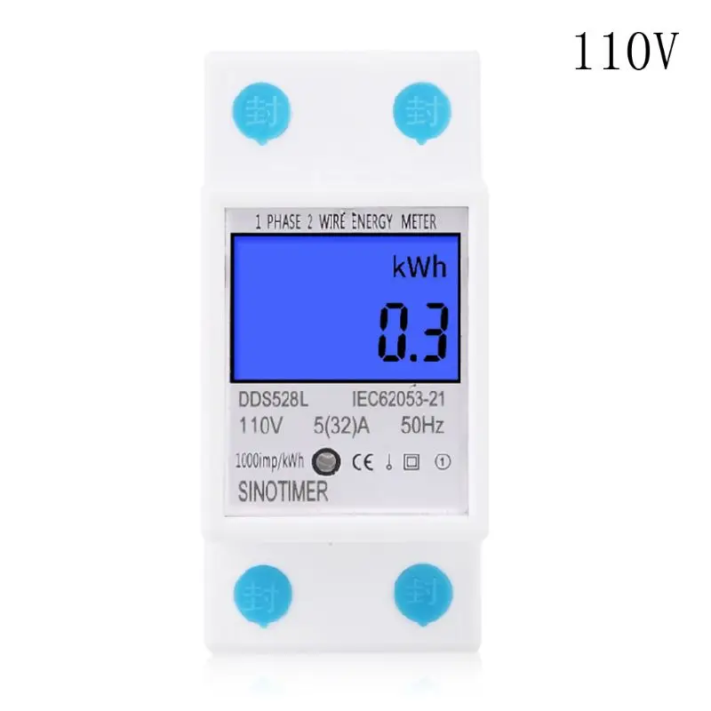 110v DDS528L цифровой счетчик энергии однофазный 110/230V 50Hz Din дождь монтажа кВтч 95AA - Цвет: 110v