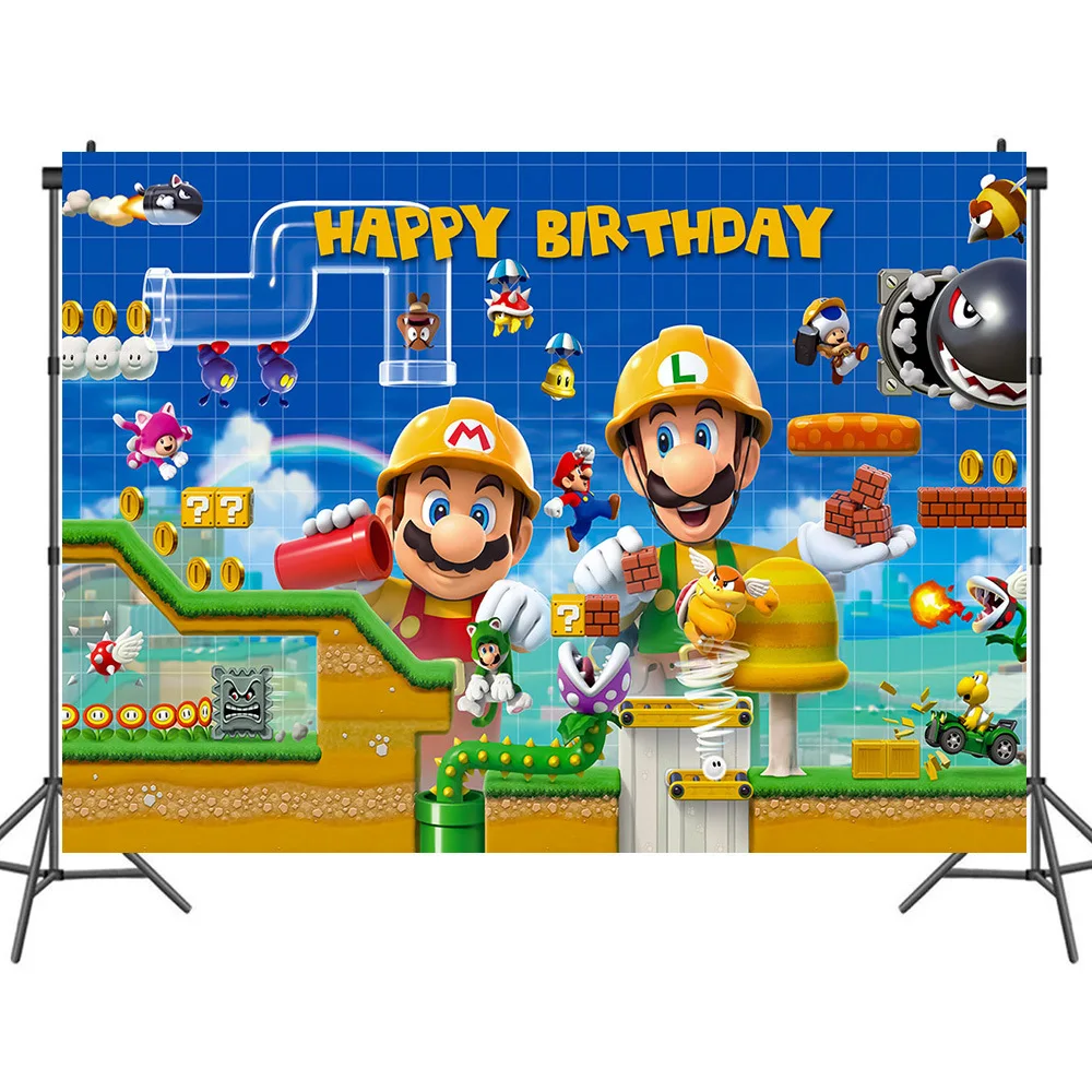 Оригинальный Super Mario вечерние на день рождения декоративное фоновое полотно для