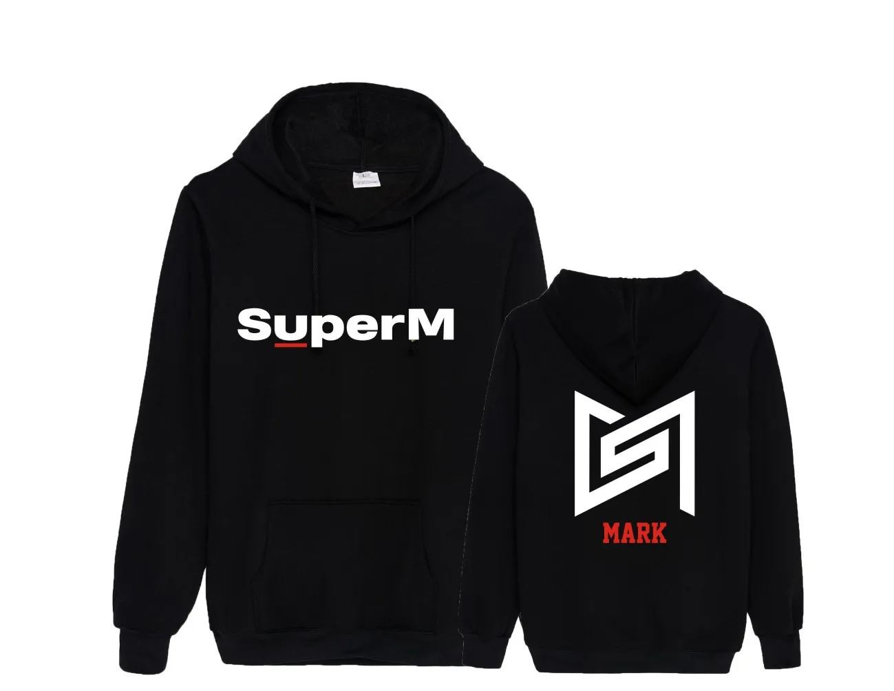 Mark-Black K-pop SuperM BAEKHYUN KAI Lucas Ten Taeyong Taemin Mark поддерживающие толстовки больших размеров Kpop SuperM толстые толстовки пуловеры - Цвет: Mark-Black