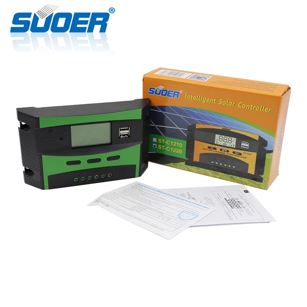 Suoer【 PWM Контроллер заряда 】 Двойные USB интерфейсы домашняя система солнечного