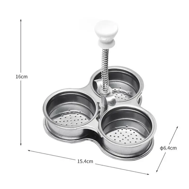 1pc Egg Boiler Portable Egg Cooker 3 Caves Design Stainless Steel Egg Steamer Boiler Steamer Tool Kitchen Gadget