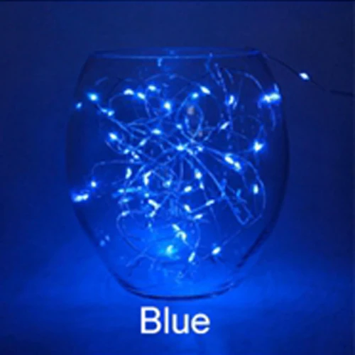 blue Светодиодный светильник-гирлянда из медной и серебряной проволоки, теплая белая Гирлянда для дома, Рождества, свадьбы, вечеринки, украшение, питание от источника питания, 10 м - Испускаемый цвет: blue