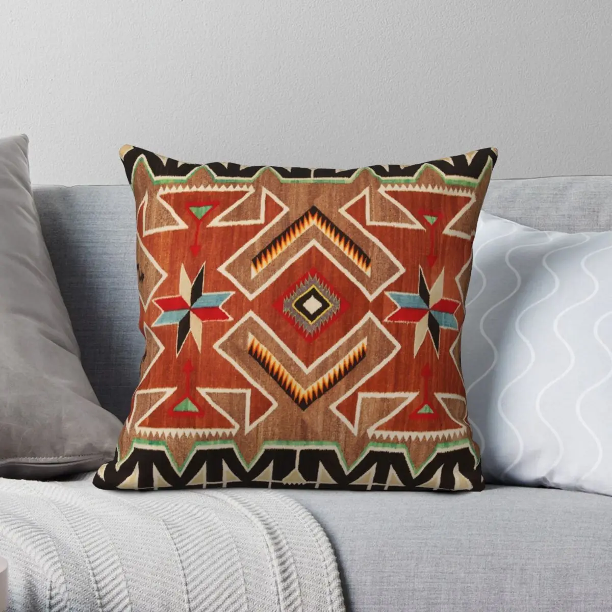 

NAVAJO INDIAN WOVEN TAPESTRY Square Pillowcase Polyester Linen Velvet Pattern Zip Decor Bed Cushion Cover