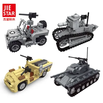

New Military Series Building Blocks WW2 Tank Assault Car Jeep Car Model Brick Toys For Boys Children Kids Gifts