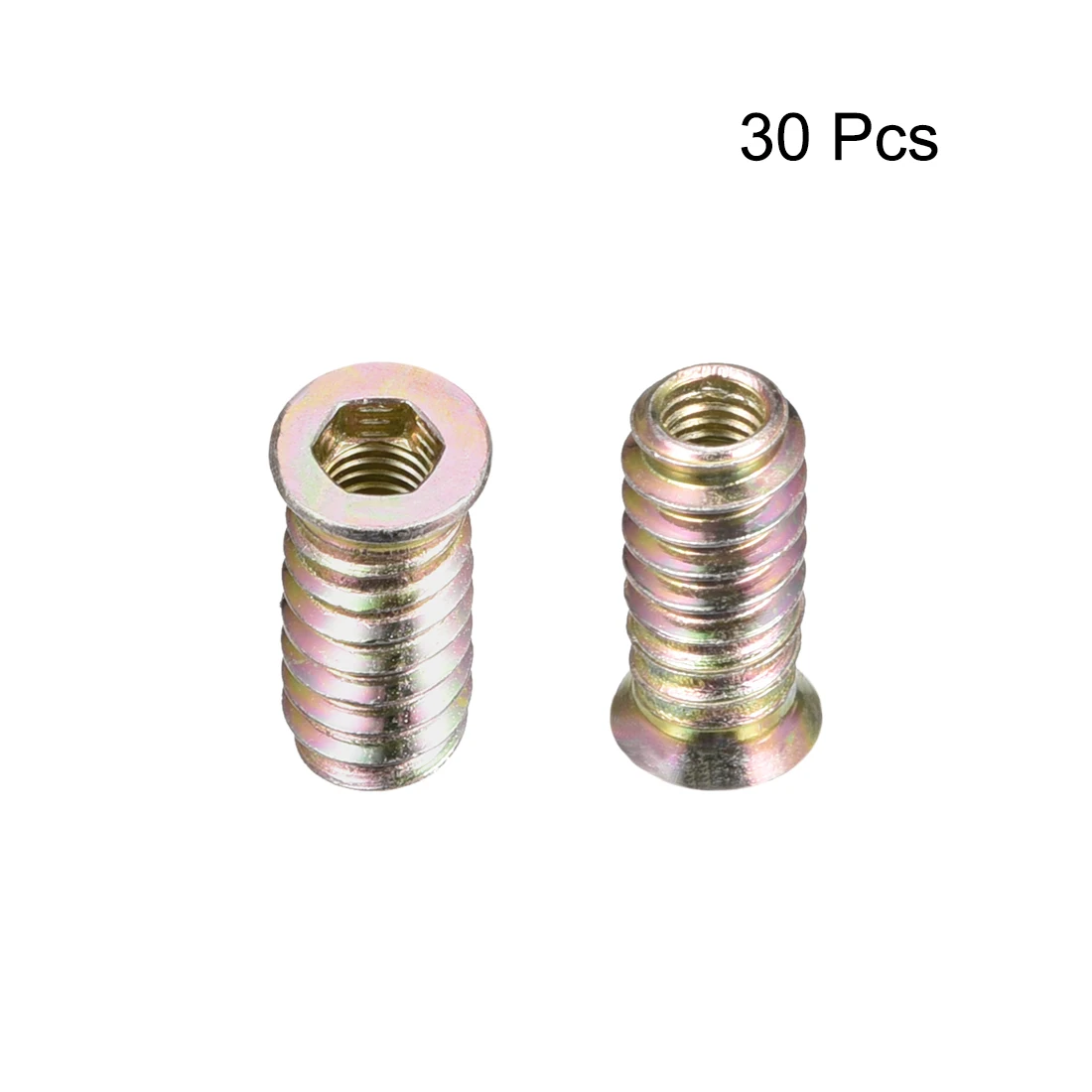 uxcell 20/30/50/100pcs Threaded Insert Nuts M6 Thread Size 17/20/25mm Height Interface Hex Socket Drive for Wood Furniture