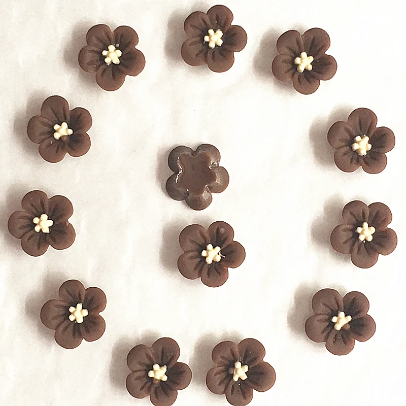 100 Stück 14 mm hellrosa Harzblumen, Dekoration, Bastelbedarf, Flatback-Cabochon für Scrapbooking, DIY-Zubehör – Detail 10