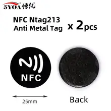 Étiquettes NFC NFC213 Anti-métal 13.56MHz ISO14443A 213, Badges, jeton de clé métallique, étiquette universelle patrouille, 2 pièces