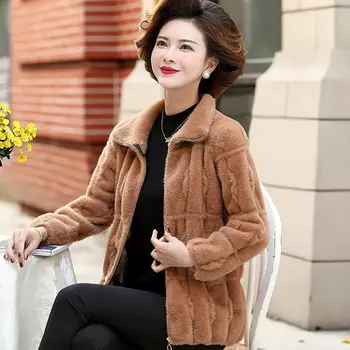 

Young mother spring and autumn fashion suit middle aged women autumn and winter mink coat middle aged and old people's top