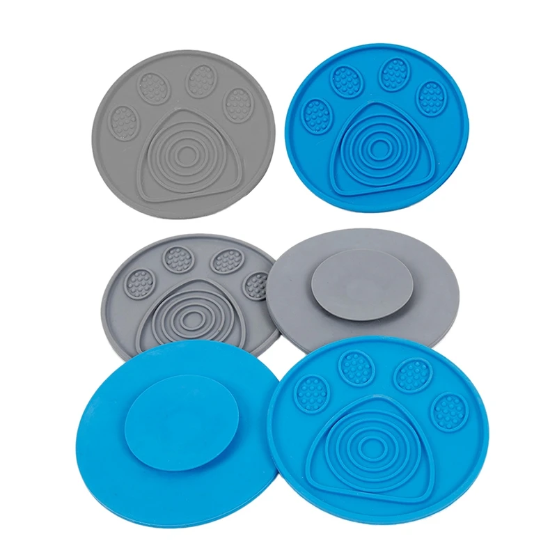 

2Pack Dog Slow Dispensing Treater Mat with Suction Cup Dog Lick Pad Peanut Butter Lick Mat for Pet Bathing
