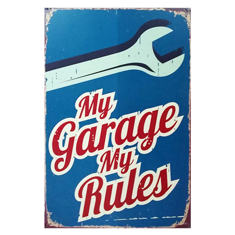 Железный Знак My Garage Rules металлическое украшение винтажная жестяная доска