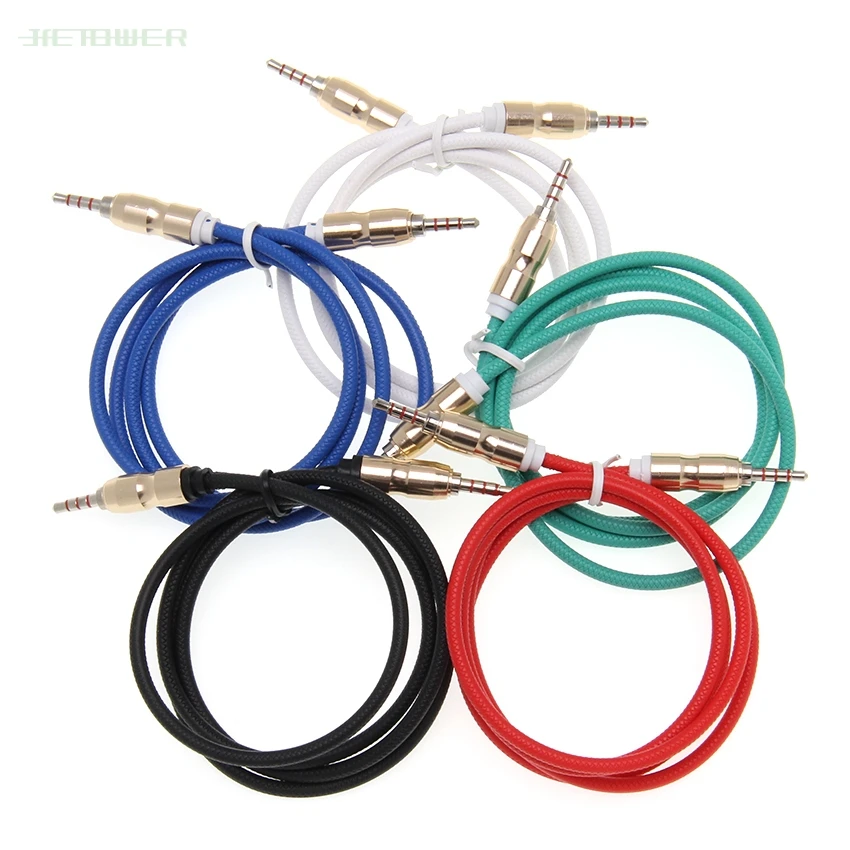 500pcs Aux Cable 3 5mm Jack Audio Male to Male Bullet head Car Audio Braided Stereo Cord For JBL Headphones Xiaomi Redmi Speaker