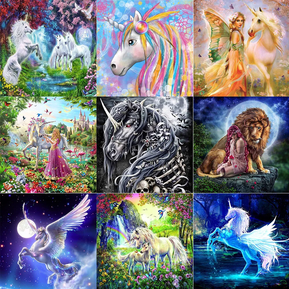 

Unicorn Elf girl Resin Diamond Painting Kits Canvas Embroidery Home Room Decoration Mosaic Animal Full Round Cross Stitch Gift