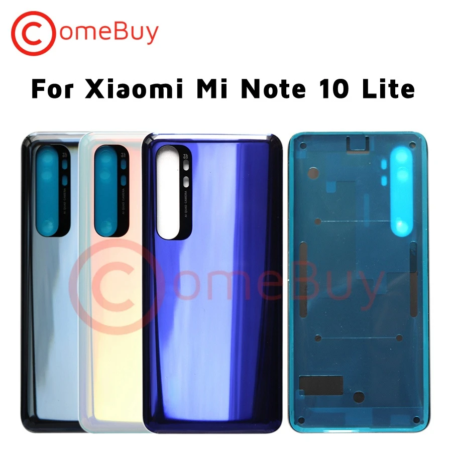 6.47&quot Back Cover For Xiaomi Mi Note 10 Lite Battery Glass Panel Note10 Rear Housing Door Case Replacement Parts | Мобильные