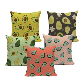

Pillow Case Nordic Style Pillowcase Funny Avocado Decorative 45*45 40*40 for Bedroom Pink Yellow fur Linen Cushion Cover