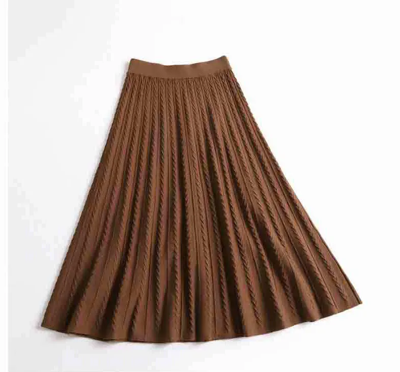 Осенне-зимняя юбка женская Однотонная юбка трапециевидной формы с высокой талией для женщин Kint длинная юбка saia faldas Jupe Femme Falda Tul Mujer