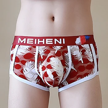

Men's Sexy Breathable Low Rise Print Boxer Briefs Bulge Pouch Stretchy Knickers Men's Lace Light Mesh Boxer Briefs Sexy Transpar