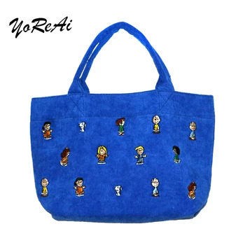 

YoReAi Original Design Cartoon Embroidery Ladies Handbag Classic Style Women's Shopping Tote Large Capacity Girl's Shoulder Bag