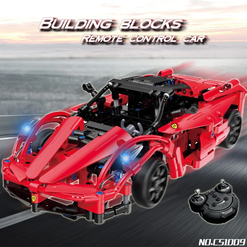 

Jinzhi Cracking Take double e Science And Technology Remote Controlled Blocks Car C51007-9 Red Storm Hornets Sports Car Electric