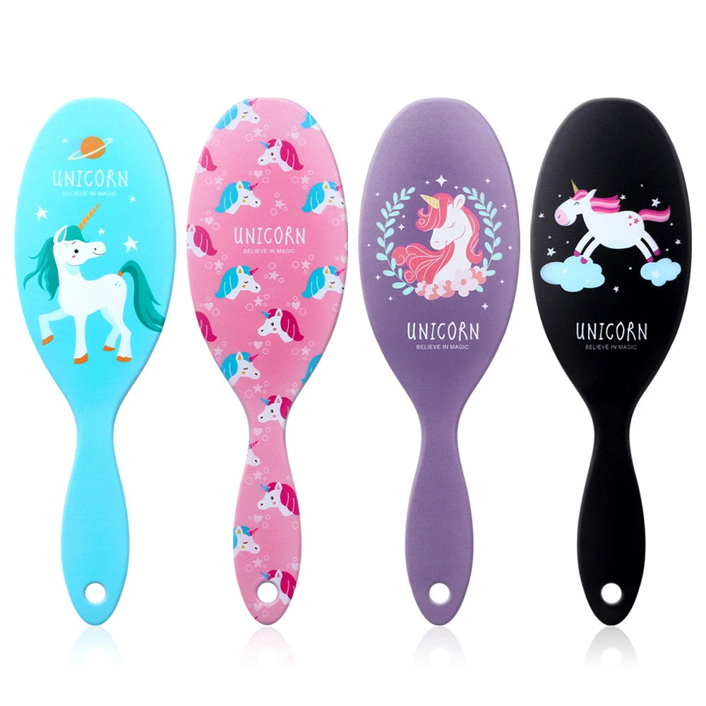 

1pcs 4 Color Cute Unicorn Animal Anti-static Hair Brush Massage Comb Shower Wet Detangle Hair Brush Salon Hair Styling Tools