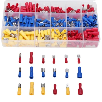 

280pcs Cable Lugs Assortment Kit Wire Flat Connectors Crimp Terminals Car Ferrules Terminal Block Cord End Wire Connector