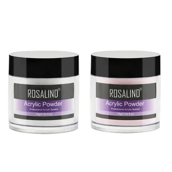 

2Pcs ROSALIND 3D 10G Painting Acrylic Powder Crystal Nail Art Tips Builder Transparent Acrylic Nail Powder Manicure Pink & Clear