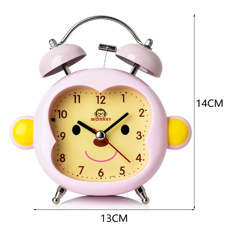 Cute Cartoon Monkey Metal Alarm Clock Creative Mute Night Light Table Clock Fashion Simple Digital Student Bedside Alarm Clock