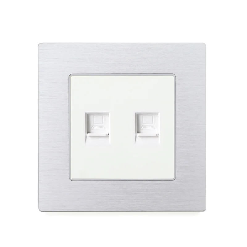 Double Rj45 Atlectric компьютерный ТВ-порт Коаксиальная муфта Rj45 разъем ethernet двойной Rj45 порт телевидение алюминиевый сплав металлическая панель выход розетки,socket - Тип: Double Rj45
