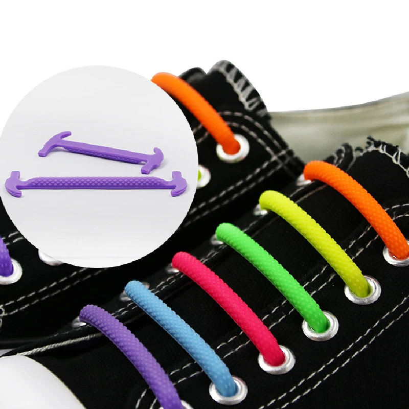 

No Tie lazy Shoelace Sneakers solid Shoeslace unisex Elastic Shoelaces fashion Silicone Shoelaces Athletic Running shoes lace