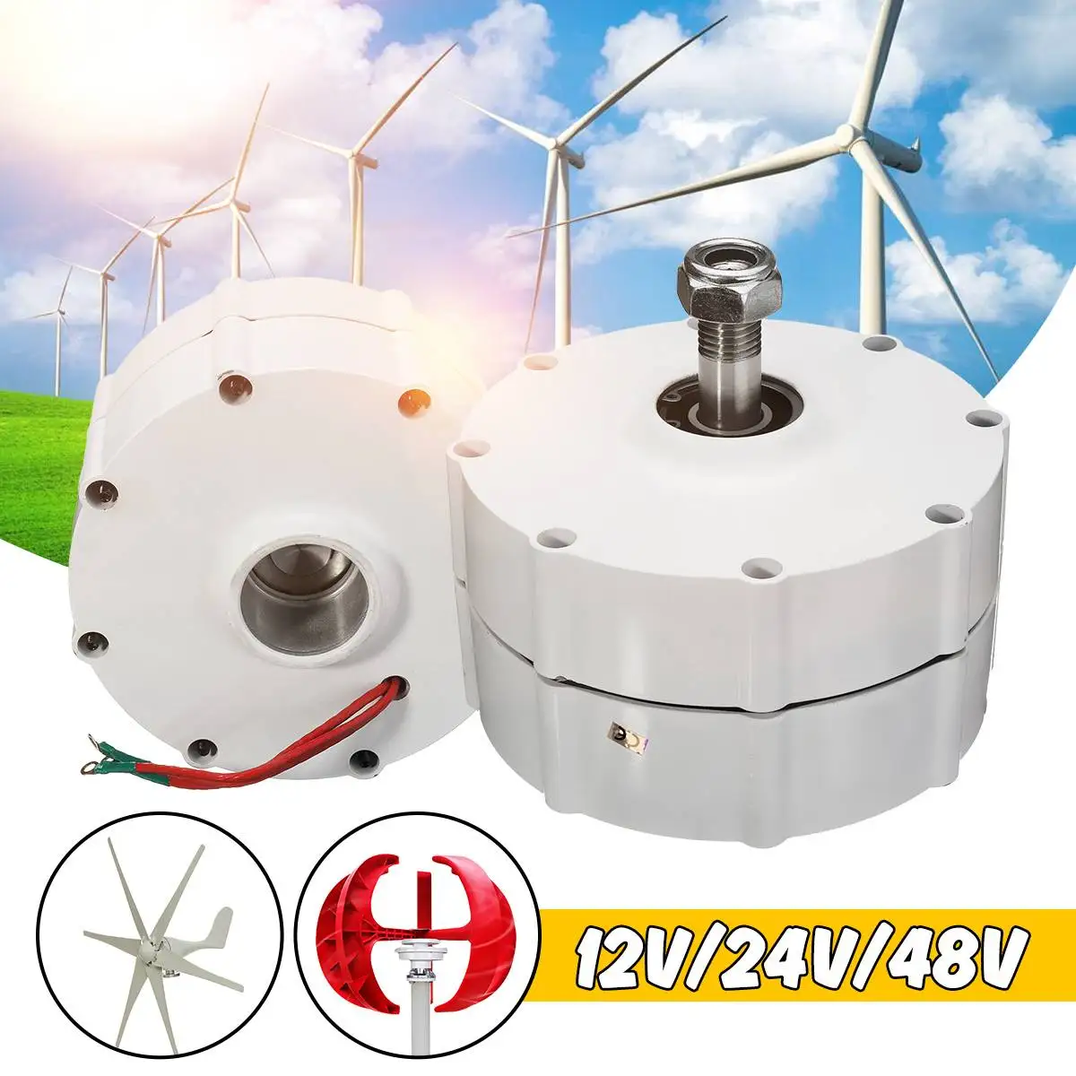 Gerador de Ímã Volts 3 Fases Pmsg Brushless Elétrico Turbina Eólica Permanente Motor Alternativo 6000w 12v 24v 48
