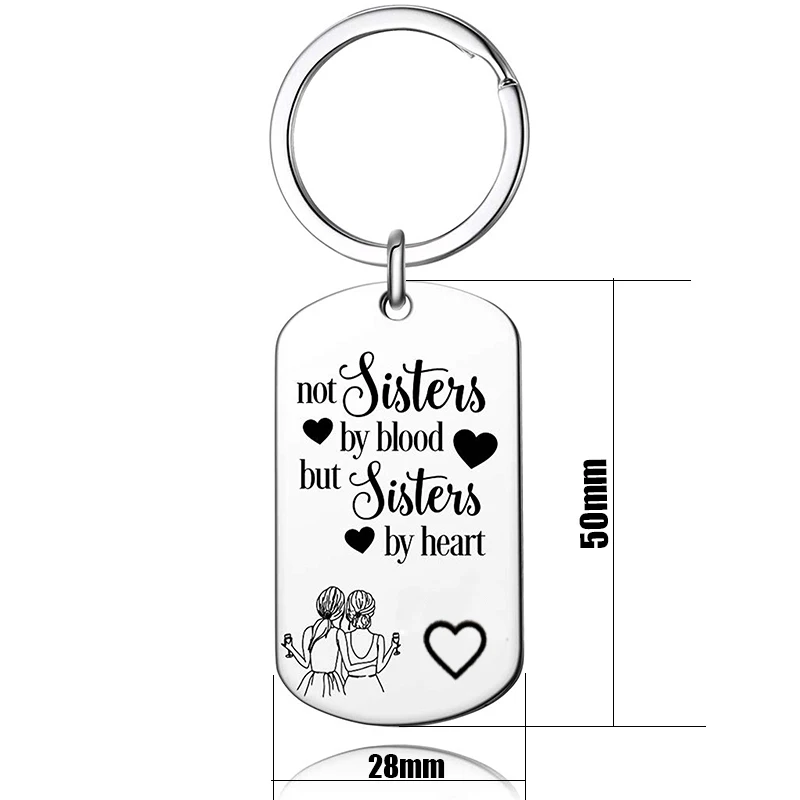 Best Friend Key Chains Personnalis Jewelry Friendship Gift Idea for Women Teens Girls Not Sisters By Blood But Sisters By Heart