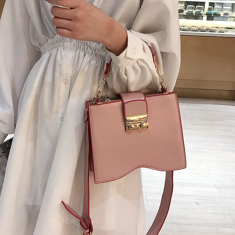 

2019 New Style Irregular Stereo Square Sling Bag Lock Simple One-Shoulder Oblique WOMEN'S Bag