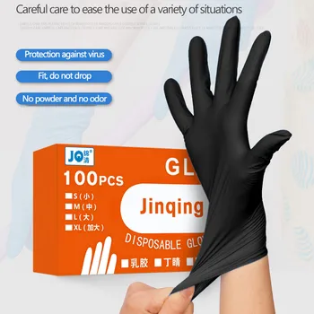 

100pcs Black Disposable Latex Gloves For Home Cleaning Food Rubber Garden Gloves Universal For Left and Right Hand #N