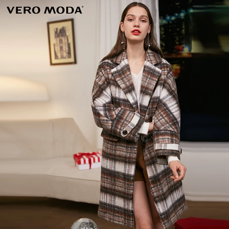 Vero Moda женское новое длинное шерстяное пальто в клетку | 318327507