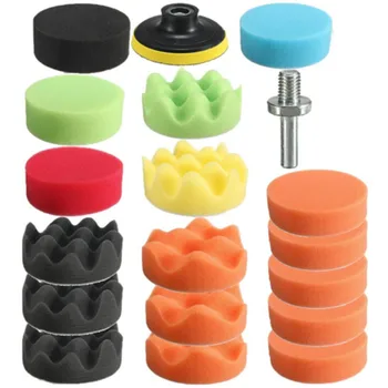 

80mm 19Pcs Car Paint Care Auto Polishing Buffer Pad Car Polisher Sponge Kit +Polishing Wheel+M10 Drill Adapter Car Polisher Set