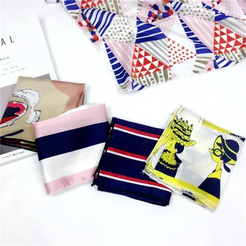 

2020 New Fashion Scarf Square Tie Satin Small silk Neck Ring Square Scarf Winter Head Scarf For Women Neckerchief Fashion 50*50