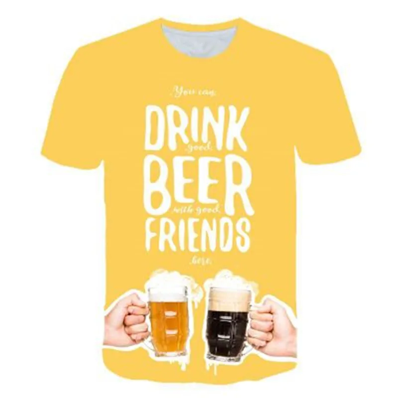 Новинка года; детская футболка с 3D принтом «Beer time»; повседневная детская футболка с короткими рукавами и забавным рисунком для мальчиков и девочек