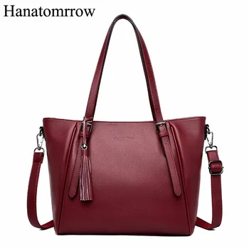 

Famous Brand Women Handbags Pu Leather Soft Ladies Shoulder Bags Winter Style Casual Tote Tassel Ladies Hand Bag