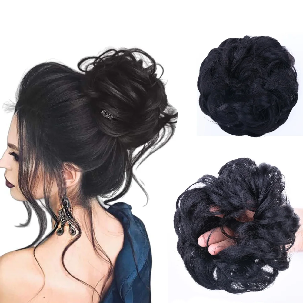 

Synthetic Hair Bun Curly Scrunchy Chignon Elastic Messy Bun Scrunchies Rubber Band Wrap Ponytail Extensions For Women