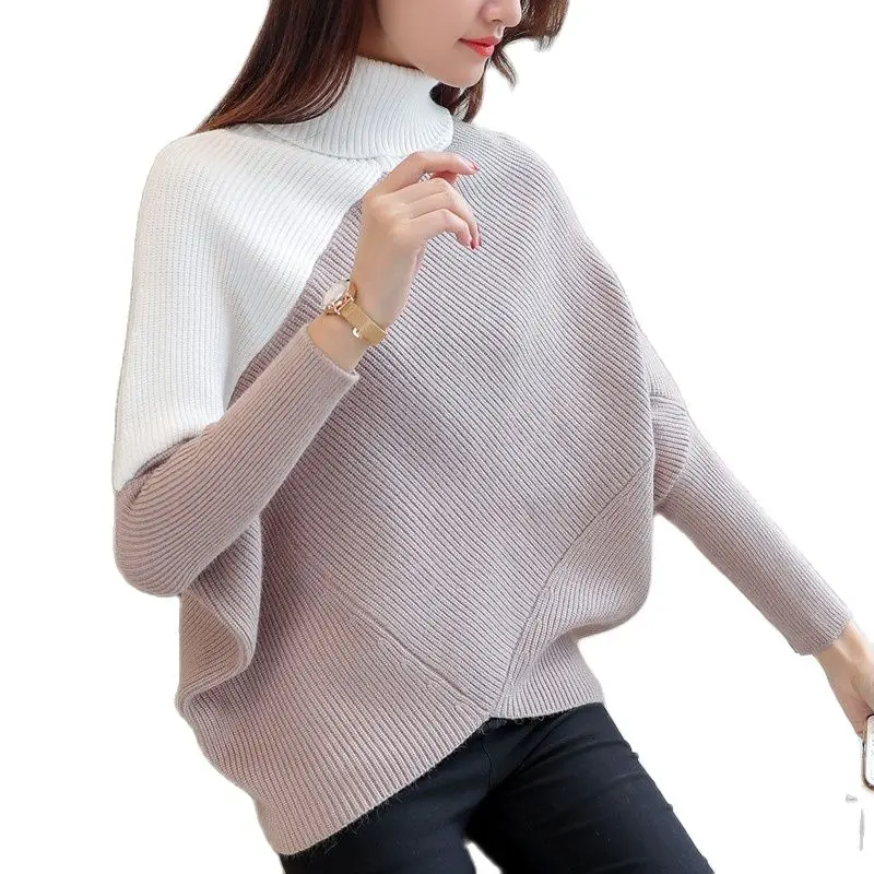 5627 - 2021 new winter turtleneck color bat sleeve Pullover 52 | Женская одежда