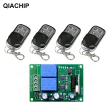 Receptor e transmissor de relé qiachip, receptor de relé rf sem fio universal dc 12v 2ch para porta de garagem 433mhz controlador