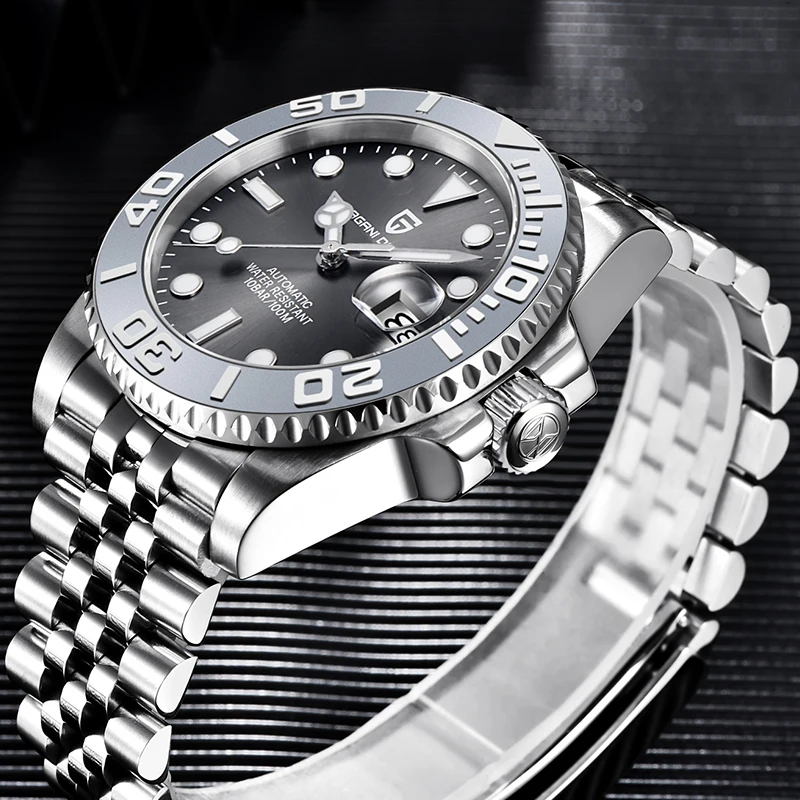 PAGANI DESIGN Top Brand Stainless Steel Men Mechanical Wristwatches 100M Waterproof Luxury Sapphire Glass Men's Automatic Watch