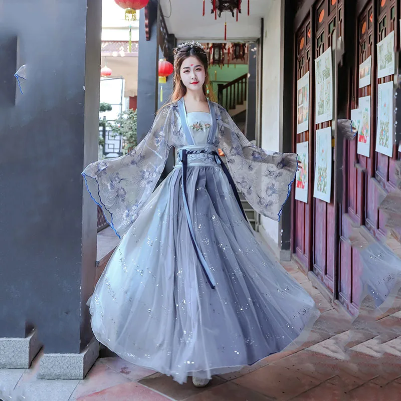

Women Hanfu Dress Cosplay Folk Long Robe Fairy Ancient Chinese Costume Vintage Party Palace Embroidery Girl Traditional Clothing