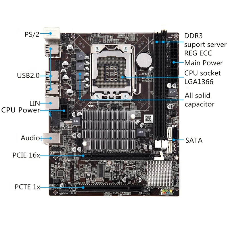 Материнская плата X58 cpu ram Combo LGA1366 материнская с Intel X5650 & 2 Ch 8G ECC кулером|Материнские