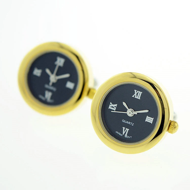 Мужские s рабочие запонки с изображением часов кварцевые часы для ходьбы манжеты кнопки-звенья мужские ювелирные изделия из нержавеющей стали рубашка Запонки часы манжеты - Окраска металла: Style F