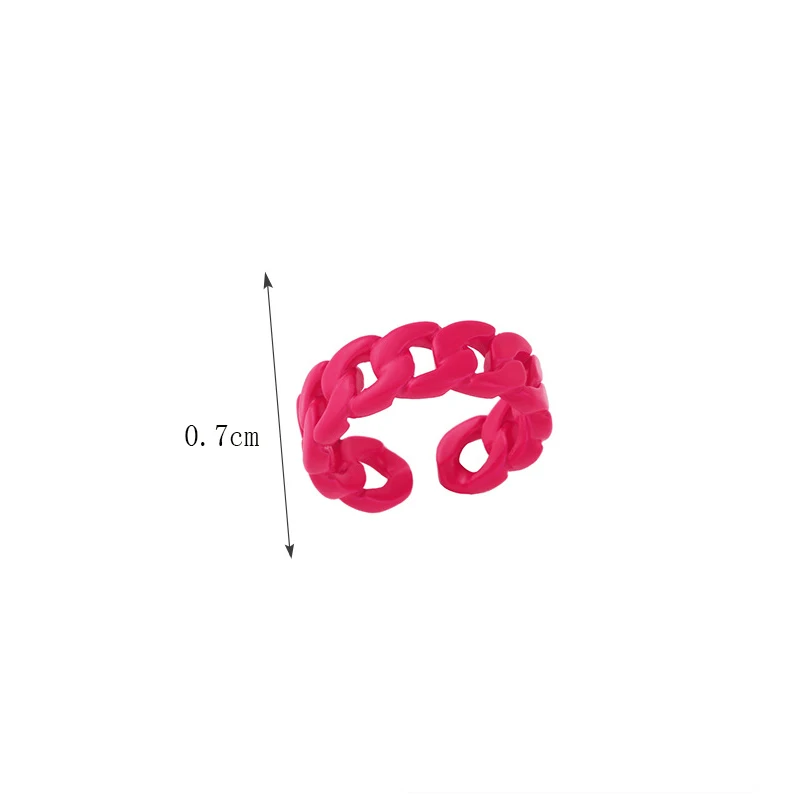 Finger Ring Y2K Candy Color Dripping Oil Open Minimalist Hollow Out Copper Metal for Women Trendy Party Jewelry Gift