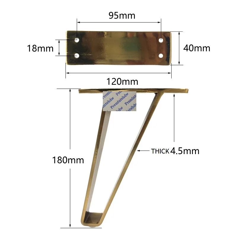 2Pcs H180mm welded U bent steel sofa seat couch coffee tea bar bed cabinet cupboard feet leg gold matte black