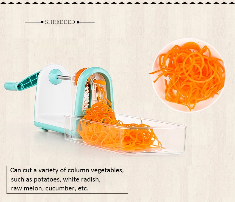 5 лезвий Терка-шинковка для овощей слайсер спиральный слайсер спагетти производитель с пищевой контейнер для Zucchini лапша кухонные инструменты